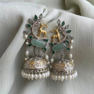 Dual-Tone Deer Motif Jhumka